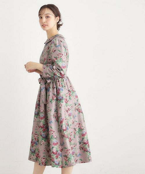 LAURA ASHLEY / ローラ アシュレイ ミニ丈・ひざ丈ワンピース | 【WEB限定/9分袖/M_LL 3サイズ】ペンブリー柄 シャンタンワンピース | 詳細5
