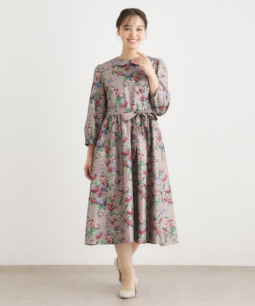 LAURA ASHLEY / ローラ アシュレイ ミニ丈・ひざ丈ワンピース | 【WEB限定/9分袖/M_LL 3サイズ】ペンブリー柄 シャンタンワンピース | 詳細6