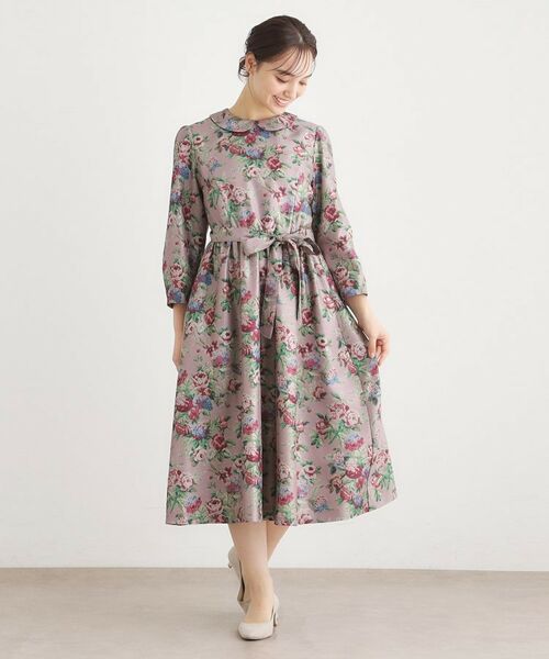 LAURA ASHLEY / ローラ アシュレイ ミニ丈・ひざ丈ワンピース | 【WEB限定/9分袖/M_LL 3サイズ】ペンブリー柄 シャンタンワンピース | 詳細7