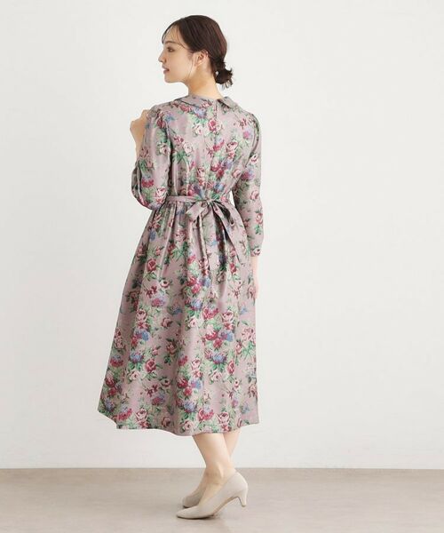LAURA ASHLEY / ローラ アシュレイ ミニ丈・ひざ丈ワンピース | 【WEB限定/9分袖/M_LL 3サイズ】ペンブリー柄 シャンタンワンピース | 詳細8