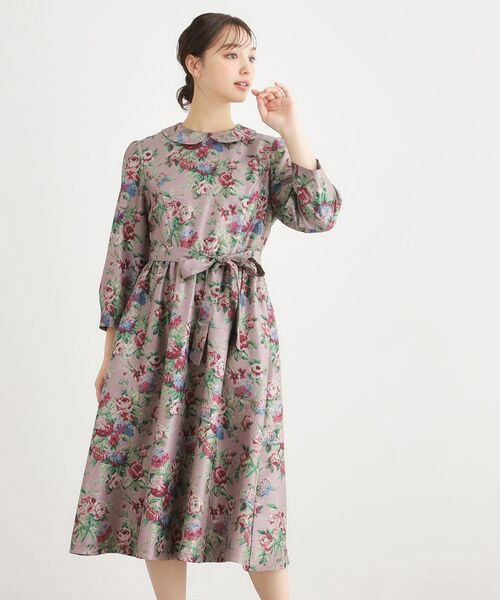 LAURA ASHLEY / ローラ アシュレイ ミニ丈・ひざ丈ワンピース | 【WEB限定/9分袖/M_LL 3サイズ】ペンブリー柄 シャンタンワンピース(ピンク(175))