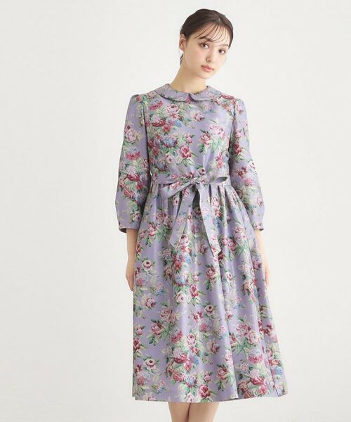 LAURA ASHLEY / ローラ アシュレイ ミニ丈・ひざ丈ワンピース | 【WEB限定/9分袖/M_LL 3サイズ】ペンブリー柄 シャンタンワンピース(ラベンダー(180))