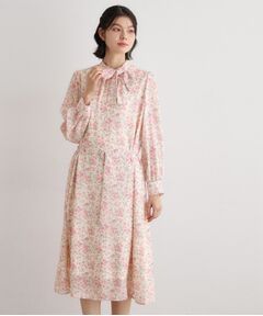 LAURA ASHLEY / ローラ アシュレイ ミニ丈・ひざ丈ワンピース | 【WEB限定／ネックリボン取外し可／M＿LL 3サイズ】エヴァリンガム メドウ スプレイ柄ワンピース