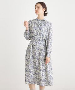 LAURA ASHLEY / ローラ アシュレイ ミニ丈・ひざ丈ワンピース | 【WEB限定／ネックリボン取外し可／M＿LL 3サイズ】エヴァリンガム メドウ スプレイ柄ワンピース