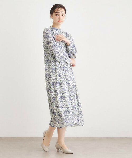 LAURA ASHLEY / ローラ アシュレイ ミニ丈・ひざ丈ワンピース | 【WEB限定／ネックリボン取外し可／M＿LL 3サイズ】エヴァリンガム メドウ スプレイ柄ワンピース | 詳細6