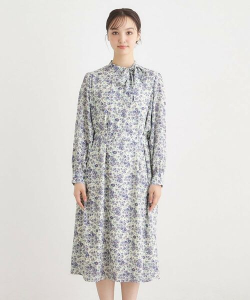 LAURA ASHLEY / ローラ アシュレイ ミニ丈・ひざ丈ワンピース | 【WEB限定／ネックリボン取外し可／M＿LL 3サイズ】エヴァリンガム メドウ スプレイ柄ワンピース | 詳細8