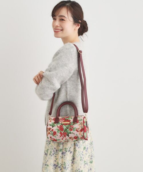 LAURA ASHLEY / ローラ アシュレイ トートバッグ | 【ジャカード/ギフトにおすすめ!】メアリーポート ブーケ柄 ミニボストン型 トートバッグ | 詳細13