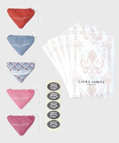LAURA ASHLEY / ローラ アシュレイ エコバッグ | 【WEB限定/ギフトにおすすめ！／ラッピング資材付き】別柄パッカブル 5個入りアソートセット（ブルーグリーン(998)）