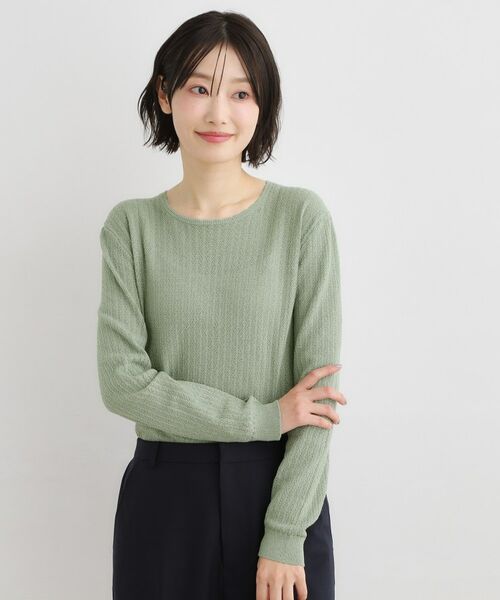 LAURA ASHLEY / ローラ アシュレイ ニット・セーター | 【洗える／透かし編み】スカラッププルオーバーニット（ライトグレー(010)）