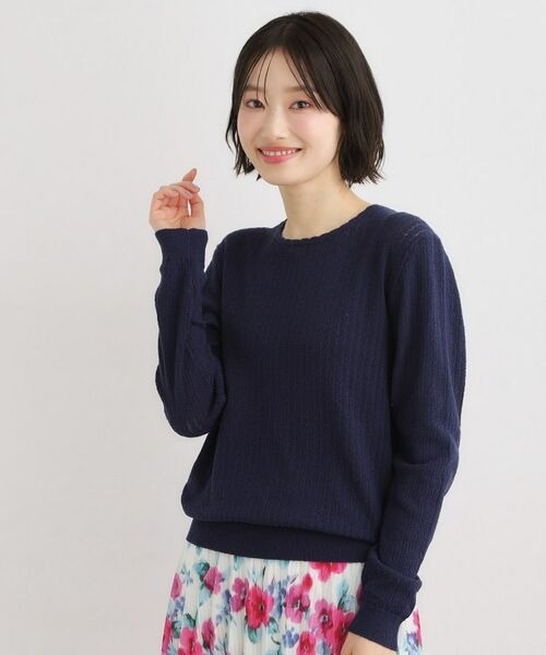 LAURA ASHLEY / ローラ アシュレイ ニット・セーター | 【洗える／透かし編み】スカラッププルオーバーニット（ネイビー(094)）