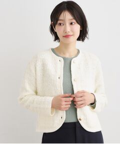 LAURA ASHLEY / ローラ アシュレイ カーディガン・ボレロ | 【洗える／テープヤーン】ツイードカーディガン