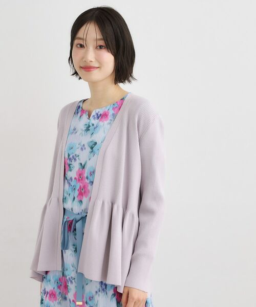 LAURA ASHLEY / ローラ アシュレイ カーディガン・ボレロ | 【人気デザイン！シルク混／洗える／バックリボン】フリルカーディガン（ラベンダー(080)）