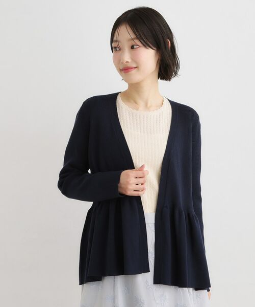 LAURA ASHLEY / ローラ アシュレイ カーディガン・ボレロ | 【人気デザイン！シルク混／洗える／バックリボン】フリルカーディガン（ネイビー(094)）