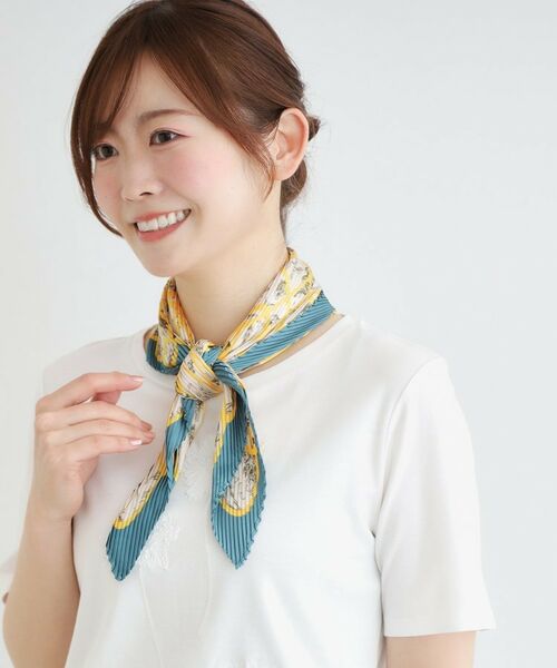 LAURA ASHLEY / ローラ アシュレイ マフラー・ショール・スヌード・ストール | 【シュシュ付】スケッチ柄プリーツスカーフ | 詳細5