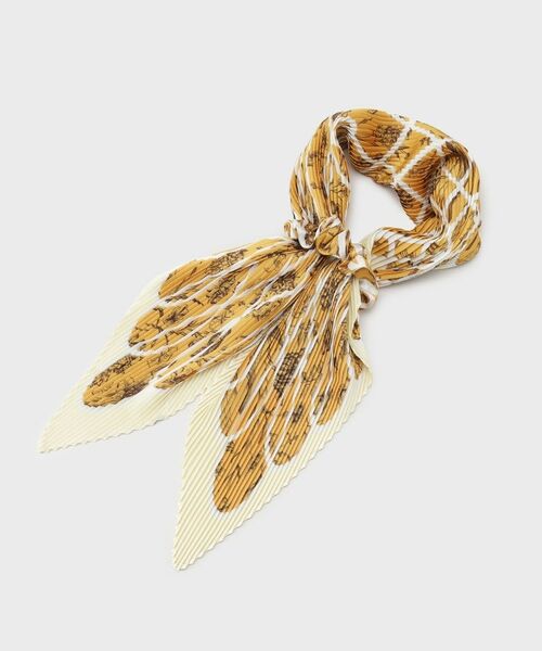 LAURA ASHLEY / ローラ アシュレイ マフラー・ショール・スヌード・ストール | 【シュシュ付】スケッチ柄プリーツスカーフ（オーク(035)）