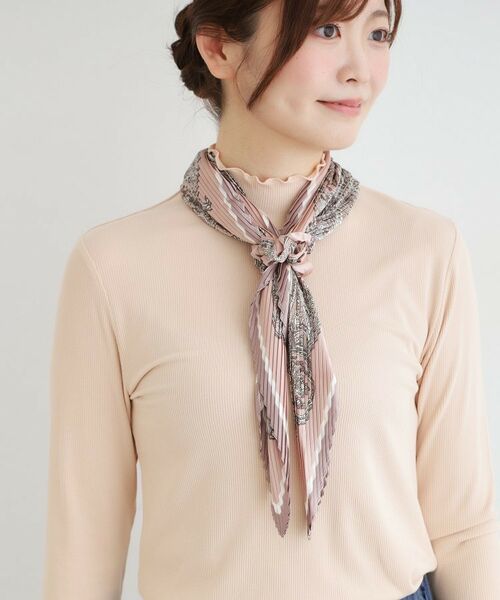 LAURA ASHLEY / ローラ アシュレイ マフラー・ショール・スヌード・ストール | 【シュシュ付】ペルシャ柄プリーツスカーフ | 詳細5