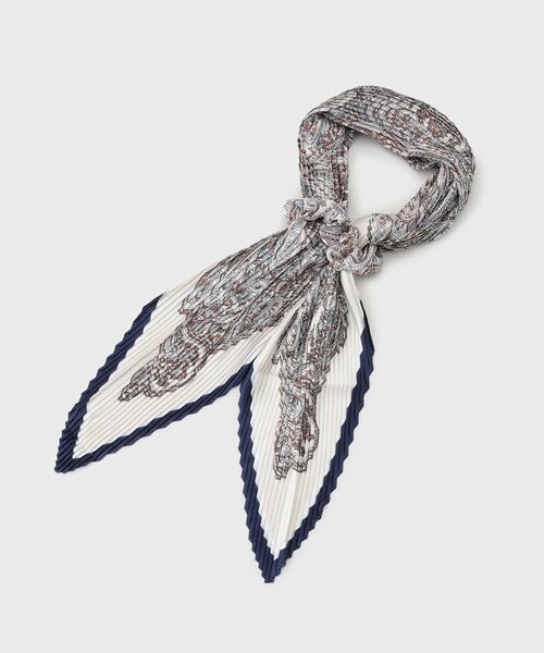 LAURA ASHLEY / ローラ アシュレイ マフラー・ショール・スヌード・ストール | 【シュシュ付】ペルシャ柄プリーツスカーフ（ホワイト(002)）