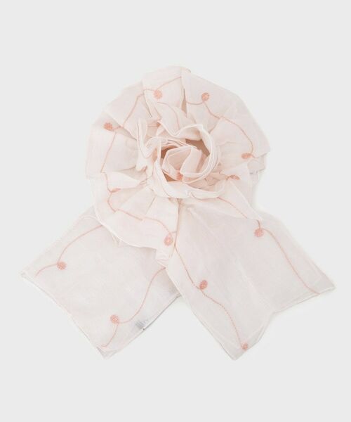 LAURA ASHLEY / ローラ アシュレイ マフラー・ショール・スヌード・ストール | 【シルク混／刺繍入／差込式】フリルストール | 詳細1