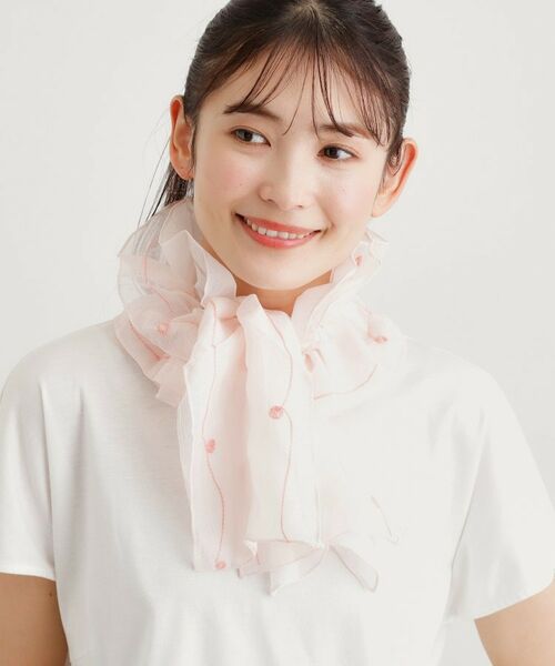 LAURA ASHLEY / ローラ アシュレイ マフラー・ショール・スヌード・ストール | 【シルク混／刺繍入／差込式】フリルストール | 詳細3