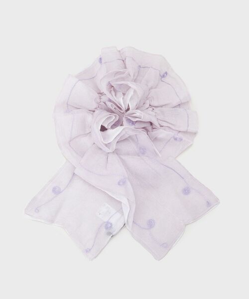 LAURA ASHLEY / ローラ アシュレイ マフラー・ショール・スヌード・ストール | 【シルク混／刺繍入／差込式】フリルストール（パープル(082)）