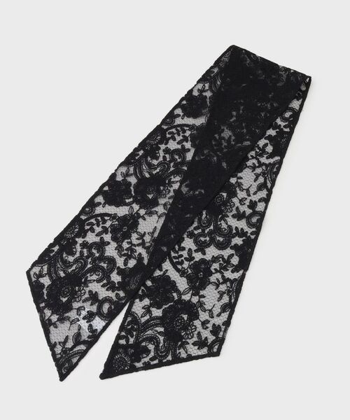 LAURA ASHLEY / ローラ アシュレイ マフラー・ショール・スヌード・ストール | レース剣先ロングスカーフ（ブラック(019)）