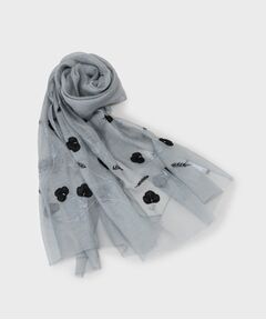 LAURA ASHLEY / ローラ アシュレイ マフラー・ショール・スヌード・ストール | 【シルク混／刺繍入り】シアーストール