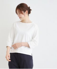 LAURA ASHLEY / ローラ アシュレイ カットソー | 【7分袖／コットン100％／見返し刺繍入り／5colors】ハービー フィールド柄プルオーバー