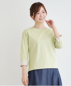LAURA ASHLEY / ローラ アシュレイ カットソー | 【7分袖／コットン100％／見返し刺繍入り／5colors】ハービー フィールド柄プルオーバー