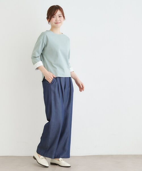 LAURA ASHLEY / ローラ アシュレイ カットソー | 【7分袖／コットン100％／見返し刺繍入り／5colors】ハービー フィールド柄プルオーバー | 詳細14