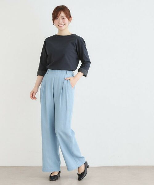 LAURA ASHLEY / ローラ アシュレイ カットソー | 【7分袖／コットン100％／見返し刺繍入り／5colors】ハービー フィールド柄プルオーバー | 詳細18