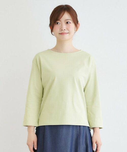 LAURA ASHLEY / ローラ アシュレイ カットソー | 【7分袖／コットン100％／見返し刺繍入り／5colors】ハービー フィールド柄プルオーバー | 詳細21