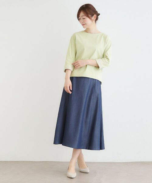 LAURA ASHLEY / ローラ アシュレイ カットソー | 【7分袖／コットン100％／見返し刺繍入り／5colors】ハービー フィールド柄プルオーバー | 詳細6