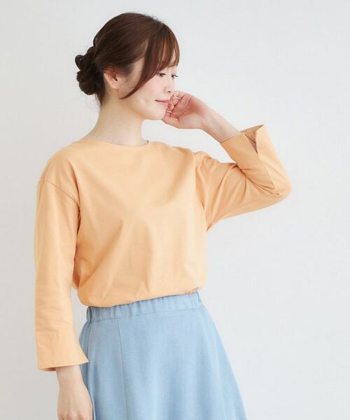 LAURA ASHLEY / ローラ アシュレイ カットソー | 【7分袖／コットン100％／見返し刺繍入り／5colors】ハービー フィールド柄プルオーバー | 詳細9