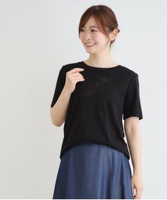 LAURA ASHLEY / ローラ アシュレイ Tシャツ | 【洗える／立体モチーフ／コットン100％】ランズウィック柄Tシャツ