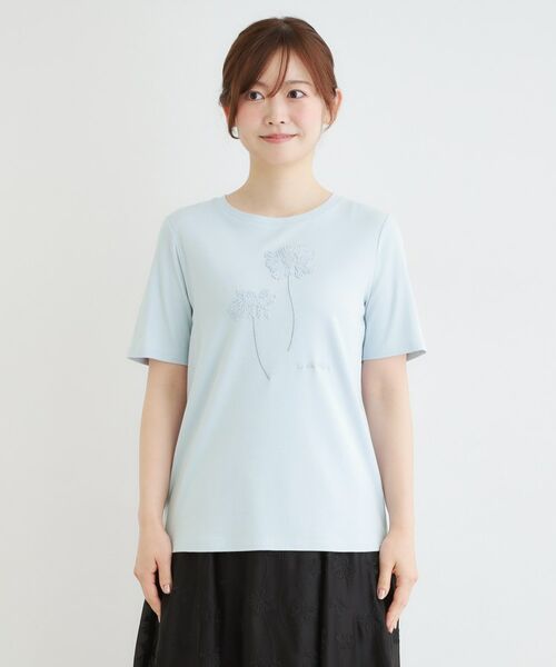 LAURA ASHLEY / ローラ アシュレイ Tシャツ | 【洗える／立体モチーフ／コットン100％】ランズウィック柄Tシャツ | 詳細13