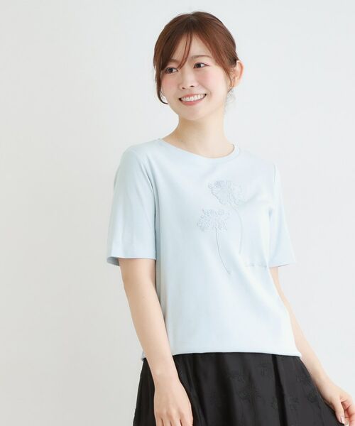 LAURA ASHLEY / ローラ アシュレイ Tシャツ | 【洗える／立体モチーフ／コットン100％】ランズウィック柄Tシャツ | 詳細9