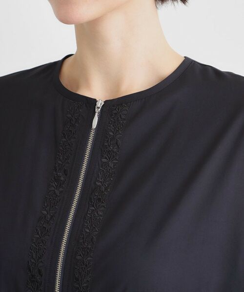 LAURA ASHLEY / ローラ アシュレイ レザーブルゾン・ジャケット | 【洗える／プラケット刺繍入り／羽織に使える】シアーブルゾン | 詳細12