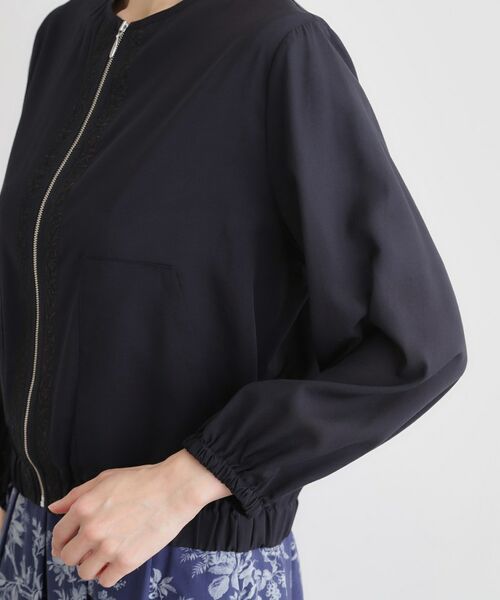 LAURA ASHLEY / ローラ アシュレイ レザーブルゾン・ジャケット | 【洗える／プラケット刺繍入り／羽織に使える】シアーブルゾン | 詳細13