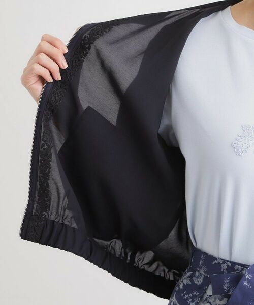 LAURA ASHLEY / ローラ アシュレイ レザーブルゾン・ジャケット | 【洗える／プラケット刺繍入り／羽織に使える】シアーブルゾン | 詳細15