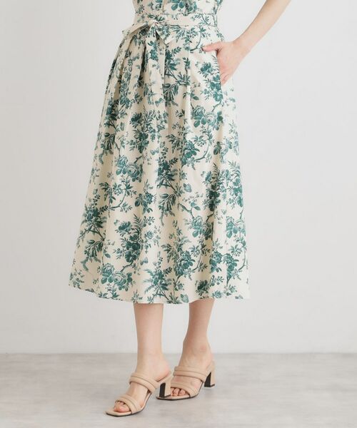 LAURA ASHLEY / ローラ アシュレイ スカート | 【洗える／コットン100％／ウエストゴム／3colors】ウォールド ガーデン柄スカート | 詳細1