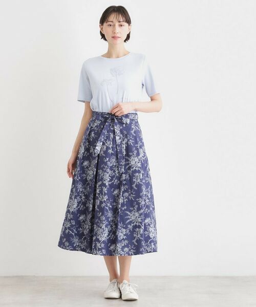 LAURA ASHLEY / ローラ アシュレイ スカート | 【洗える／コットン100％／ウエストゴム／3colors】ウォールド ガーデン柄スカート | 詳細11