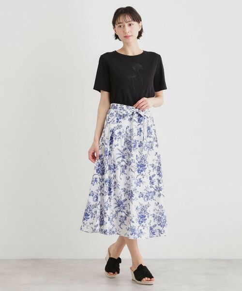 LAURA ASHLEY / ローラ アシュレイ スカート | 【洗える／コットン100％／ウエストゴム／3colors】ウォールド ガーデン柄スカート | 詳細6