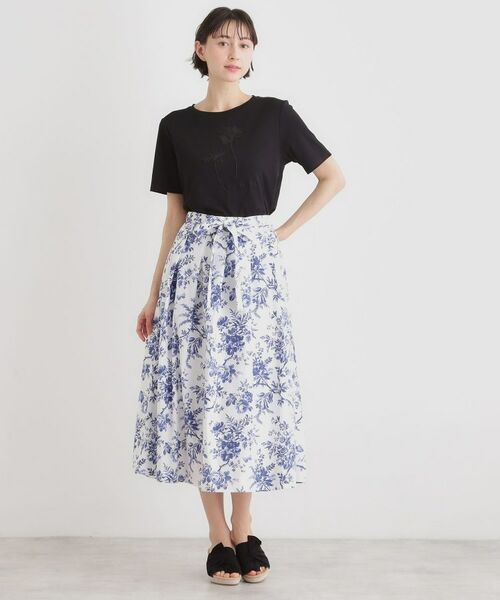 LAURA ASHLEY / ローラ アシュレイ スカート | 【洗える／コットン100％／ウエストゴム／3colors】ウォールド ガーデン柄スカート | 詳細7