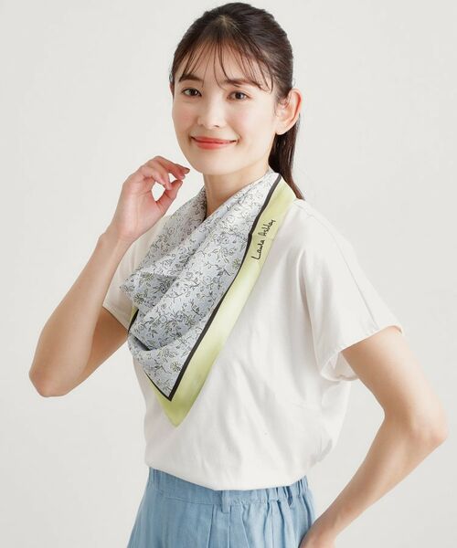 LAURA ASHLEY / ローラ アシュレイ バンダナ・スカーフ | 【シルク100％／60×60cm】ハービー フィールド柄スカーフ | 詳細5
