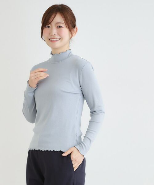 LAURA ASHLEY / ローラ アシュレイ カットソー | 【定番人気!5colors/洗える】メロウエラスティックタートル(サックスブルー(090))