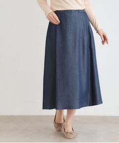 LAURA ASHLEY / ローラ アシュレイ ロング・マキシ丈スカート | 【定番人気！脇ファスナーあり／ウエストゴム】セルロース デニムスカート