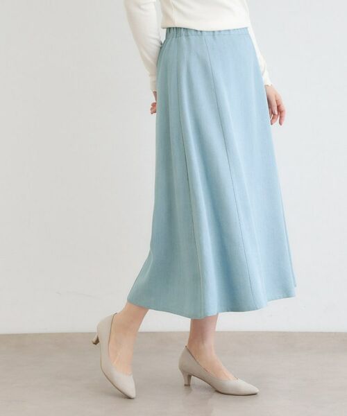 LAURA ASHLEY / ローラ アシュレイ ロング・マキシ丈スカート | 【定番人気！脇ファスナーあり／ウエストゴム】セルロース デニムスカート | 詳細1