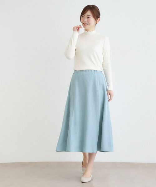 LAURA ASHLEY / ローラ アシュレイ ロング・マキシ丈スカート | 【定番人気！脇ファスナーあり／ウエストゴム】セルロース デニムスカート | 詳細3