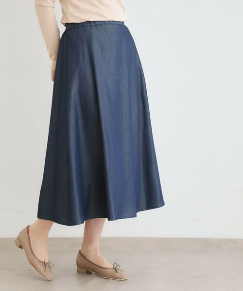 LAURA ASHLEY / ローラ アシュレイ ロング・マキシ丈スカート | 【定番人気！脇ファスナーあり／ウエストゴム】セルロース デニムスカート | 詳細5