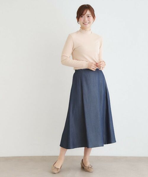 LAURA ASHLEY / ローラ アシュレイ ロング・マキシ丈スカート | 【定番人気！脇ファスナーあり／ウエストゴム】セルロース デニムスカート | 詳細6